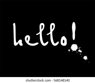 Hello l! Hand drawn lettering for greeting card 