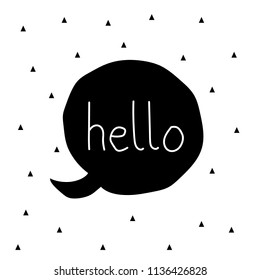 Hello label, drown, sketch, greating