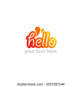 Hello letter design template. Yellow fun template
