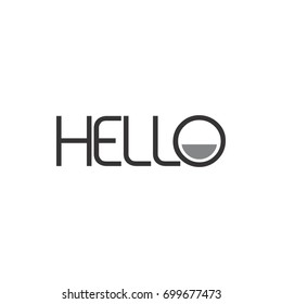 Hello letter with head and cap logo design vector