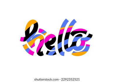 Hello. Lettering for banner, poster and sticker concept with text Hello. Bright vector Hello on white background. Calligraphic simple logo for banner, poster, web.