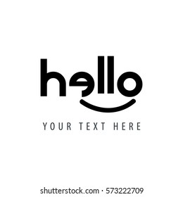 Hello Lettering Calligraphy with Smile Icon