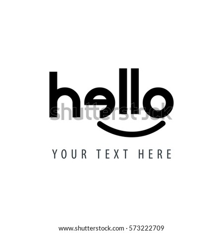 Hello Lettering Calligraphy with Smile Icon