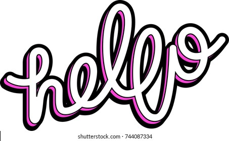Hello. Lettering design. Vector illustration