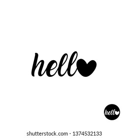 hello lettering, handwritten and calligraphy vector illustration