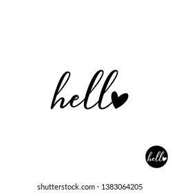 hello lettering, handwritten and calligraphy vector illustration