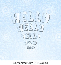 Hello - lettering on a blue background. Vector vintage letterpress effect