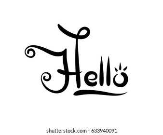 Hello lettering style typography on white background.