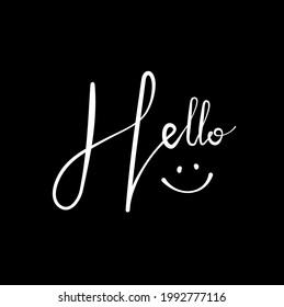 Hello lettering typography isolated on black Background