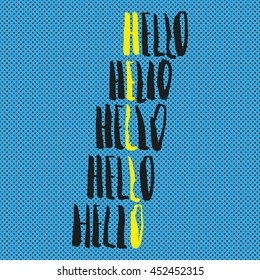 Hello lettering, vector illustration