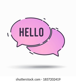 Hello lettering. Word in speech bubble