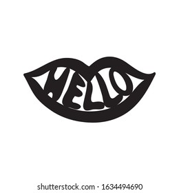 Hello and lips. Vector illustration