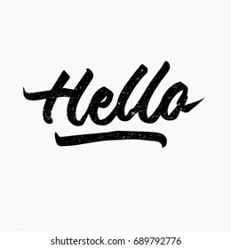 Hello logo. Ink hand lettering. Modern brush calligraphy. Handwritten phrase. Inspiration graphic design typography element. Cute simple vector sign.