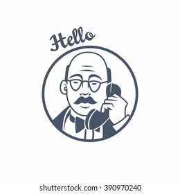 hello logotype man with phone