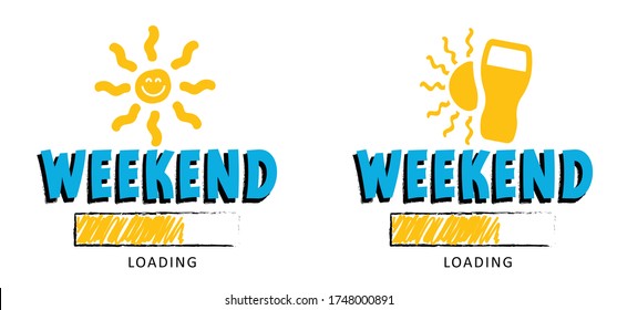 Hello long weekend. Holiday is loading bar, progress bar pictogram. Summer, vacation, holiday party. Flat vector symbol Parasol on the beach Holidays. Sun party or lazy day. Error to work. Bottle beer