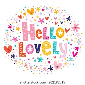 Hello lovely flowers and hearts card