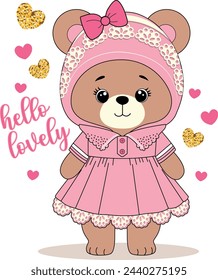 hello lovely teddy cute girl 