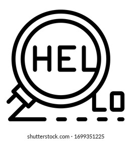 icono de Adiós y lupa. Icono de adiós de esquema y vector de ampliación para diseño web aislado en fondo blanco