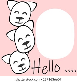 Hello.. Many cute dogs and square picture frames, vector illustrations.