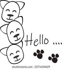 Hello.. Many cute dogs. Vector illustration