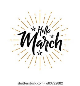 Hello March - Firework - Vector For Greeting, New Month