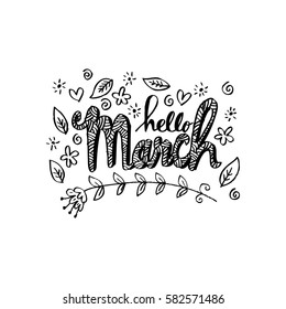 Hello March greeting card
