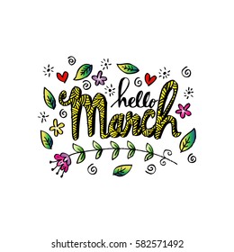 Hello March greeting card