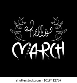 Hello March hand lettering