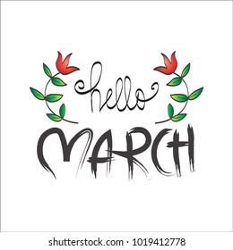 Hello March hand lettering