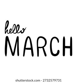 Diseño de tipografía de letras de mano de marzo con Sentimiento de primavera y saludo de temporada
