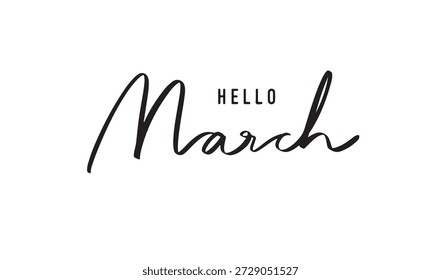 Hallo März Monat Text Schriftart Kalligrafie Hand geschrieben Schrift Schrift schwarz Farbe Objekt Symbol Hallo März Monat Frühling Saison Frau Tag 8 Acht Tag Hallo Marsch Feiertag Banner Karte Gruß Hallo Marsch