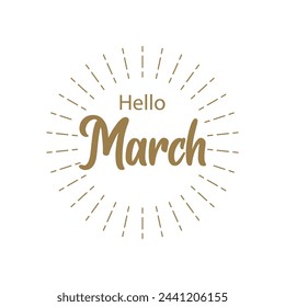 Hello March typography flat design vector