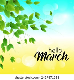 hello march vector background illustration. it is suitable for vard, banner, or poster