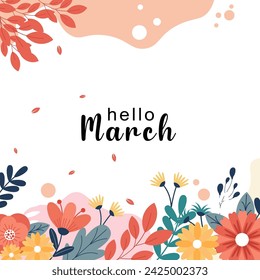 hello march vector illustration background. it is suitable for card, banner. or poster