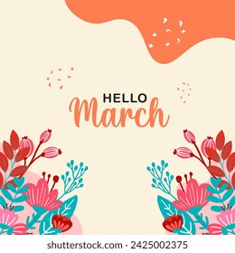 hello march vector illustration background. it is suitable for card, banner. or poster