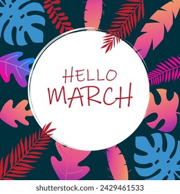 Hello March vector. Welcome march vector. March background vector.