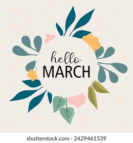 Hello March vector. Welcome march vector. March background vector.