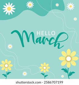 Hello March vector. Welcome march vector. March background vector. Spring season vector.