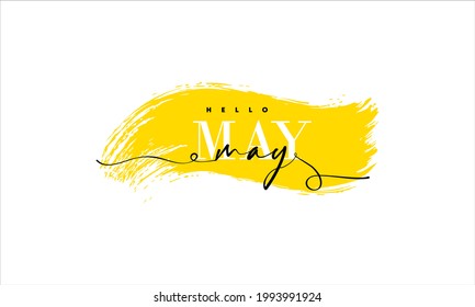 Hola, tarjeta May. Una línea. Cartel con texto. EPS vectorial 10. Aislado sobre fondo blanco.