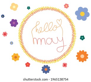 Hello may colorful vector simple text