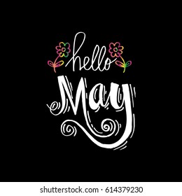 Hello May. Hand drawn design, calligraphy.