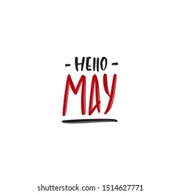 Hello May hand drawn modern brush lettering. Vector illustration logo text for webpage, print and advertising