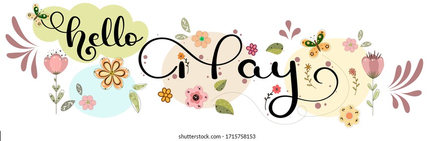 Hello May Hand Lettering Card May Stock Vector (Royalty Free ...