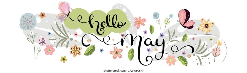 Hello May Hand Lettering Card May Stock Vector (Royalty Free ...