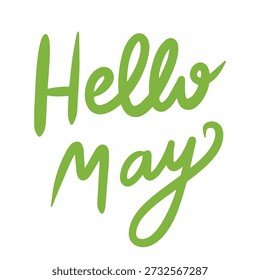Hello May Hand Lettering Typography Design for Spring Greeting Cards and Seasonal Posters
