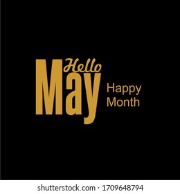 Hello May. Happy month. typography font design. gold typography