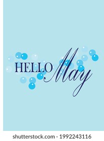 Hello May with Light blue background cursive hand writing