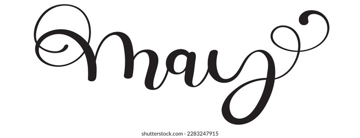 Hola May. Vector MAYmonth con calendario de letras de texto Decoración. Mes de ilusión Mayo