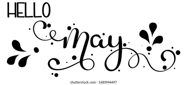  Hello May. May month hand lettering vector with ornaments. Illustration month May