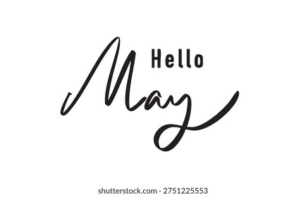 Hello May month text font calligraphy hand written lettering script black color object icon hello may spring season welcome calendar hello may month banner quote labor happy hello may month holiday 